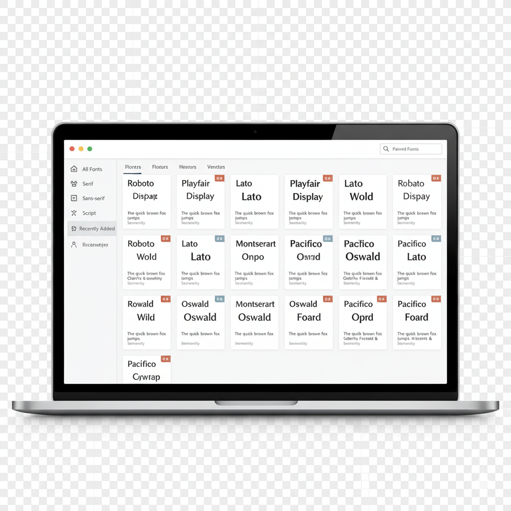 Mac desktop showing font management tools and typography preview