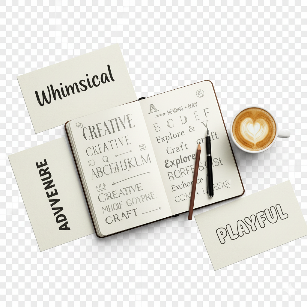 Example of brand font pairing showing decorative and readable fonts